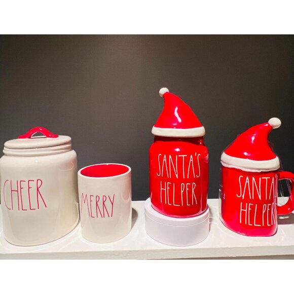 Rae Dunn Christmas Canisters –“CHEER” & “MERRY” Red Holiday Kitchen Decor Bundle - Picture 8 of 9